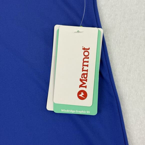 Marmot Wndrdg Graphic T-Shirt Men’s M Trail Blue Logo Outdoor Hiking Tee NWT - Picture 7 of 11